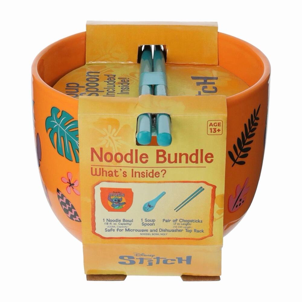 🔥Disney Stitch Ramen Noodle Bowl with Spoon & Chopsticks 16oz Ceramic BNWT🔥 - Picture 4 of 4